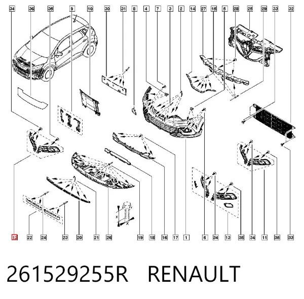 Решітка переднього бампера, права 261529255R Renault (RVI)