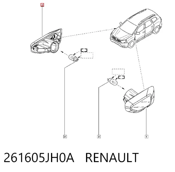 Повторювач повороту на крилі, правий 261605JH0A Renault (RVI)