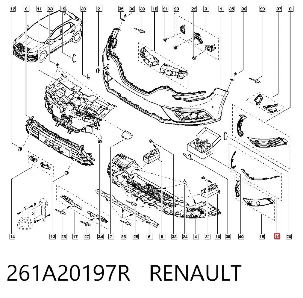 Обід (окантовка) фари протитуманної 261A20197R Renault (RVI)