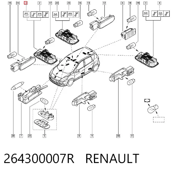 Плафон освітлення кабіни 264300007R Renault (RVI)