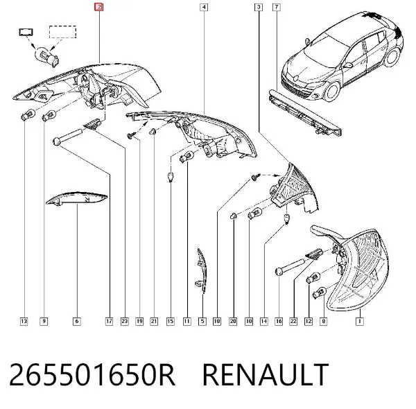 Задня права фара 265501650R Renault (RVI)