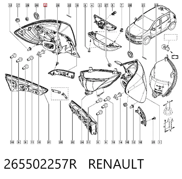Задня права фара 265502257R Renault (RVI)