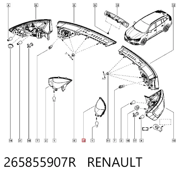 Фара протитуманна задня, ліва 265855907R Renault (RVI)