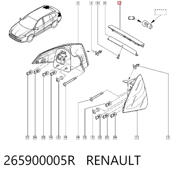 Задній стоп 265900005R Renault (RVI)