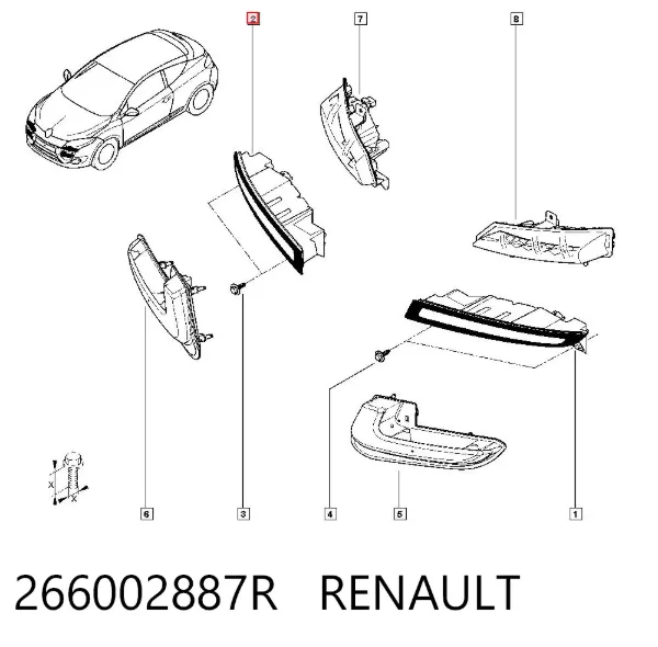 Фара денного світла, права 266002887R Renault (RVI)