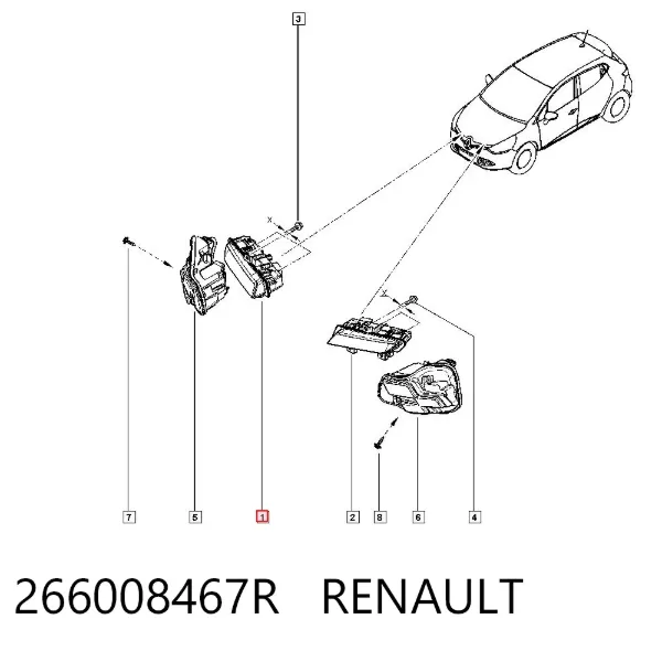 Фара денного світла, ліва 266008467R Renault (RVI)