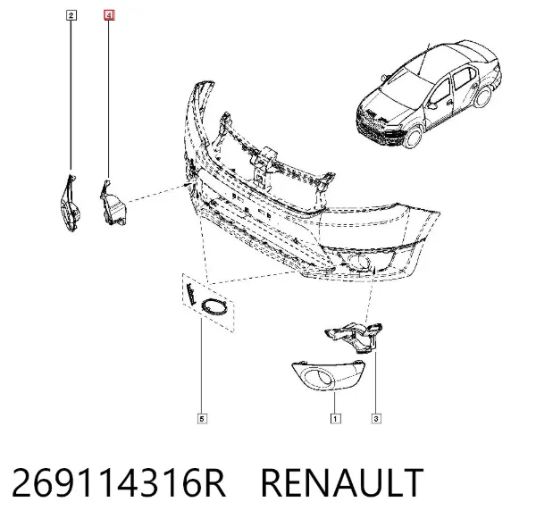 Кронштейн кріплення протитуманною фари, правої 269114316R Renault (RVI)