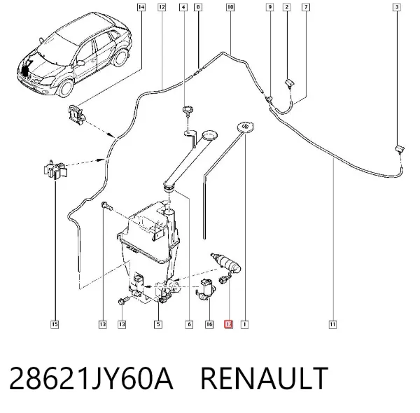 Насос-двигун омивача фар 28621JY60A Renault (RVI)