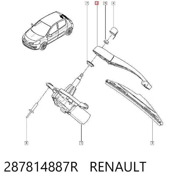 Важіль-поводок склоочисника заднього скла 287814887R Renault (RVI)