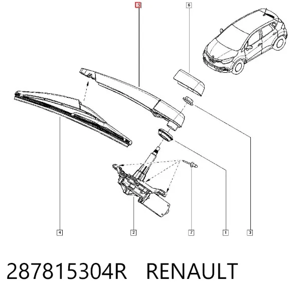 Важіль-поводок склоочисника заднього скла 287815304R Renault (RVI)