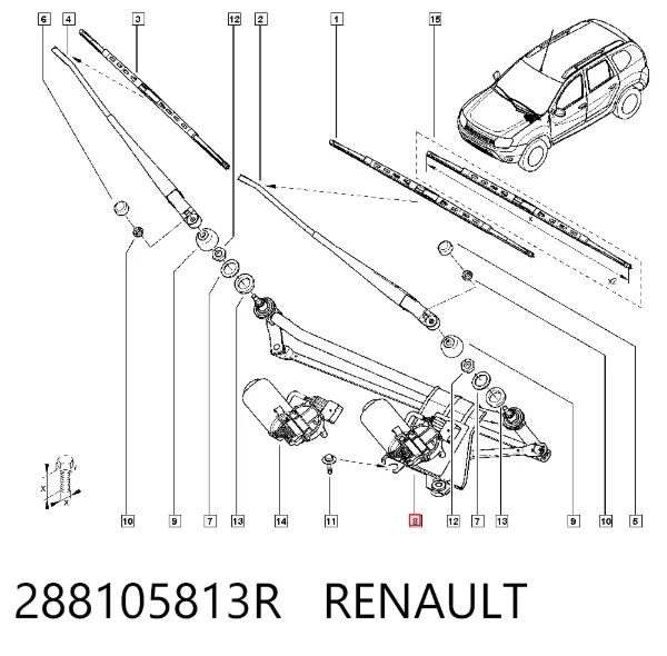 Двигун склоочисника лобового скла (трапеції) 288105813R Renault (RVI)