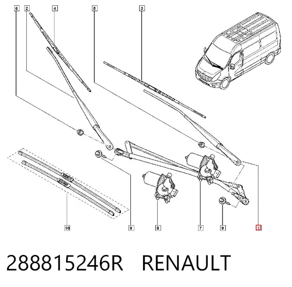 Важіль склоочисника 288815246R Renault (RVI)