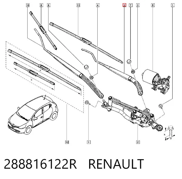 Важіль склоочисника 288816122R Renault (RVI)