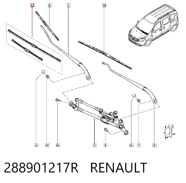 Щітки склоочисника 288901217R Renault (RVI)
