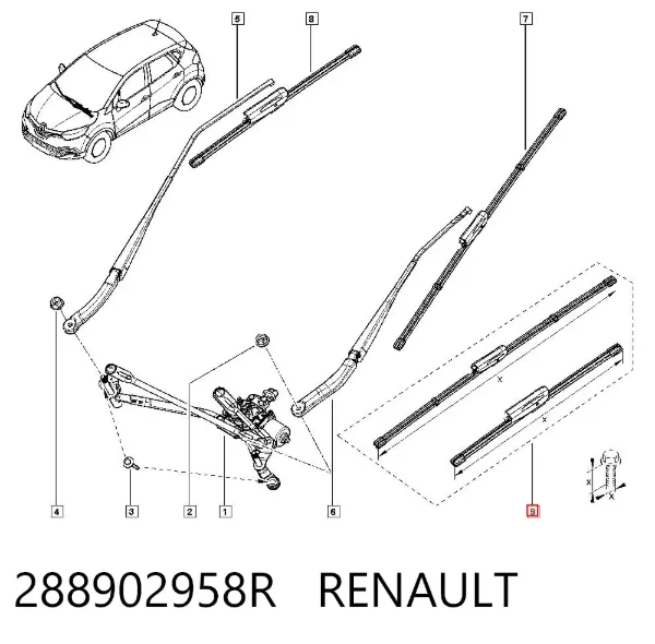 Щітки склоочисника 288902958R Renault (RVI)