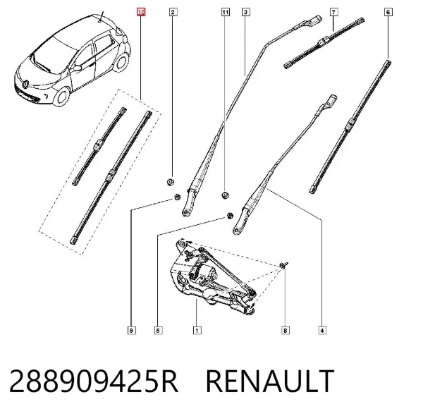 Щітка-двірник лобового скла, водійська 288909425R Renault (RVI)