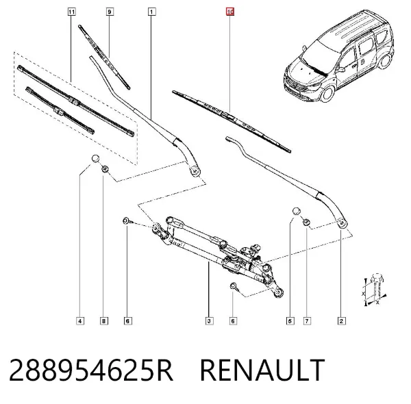 Щітки склоочисника 288954625R Renault (RVI)