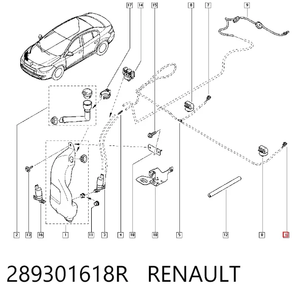 Форсунка омивача 289301618R Renault (RVI)