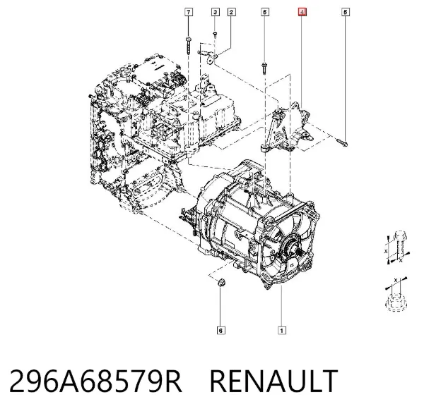 Кронштейн подушки (опори) двигуна, верхній 296A68579R Renault (RVI)