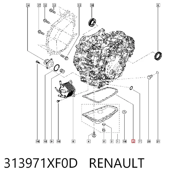 Прокладка піддону АКПП 313971XF0D Renault (RVI)