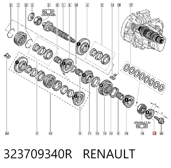 Шестерня 5-ї передачі, відома 323709340R Renault (RVI)