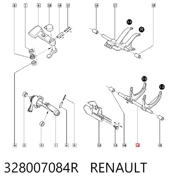 Вилка перемикання передач КПП 328007084R Renault (RVI)