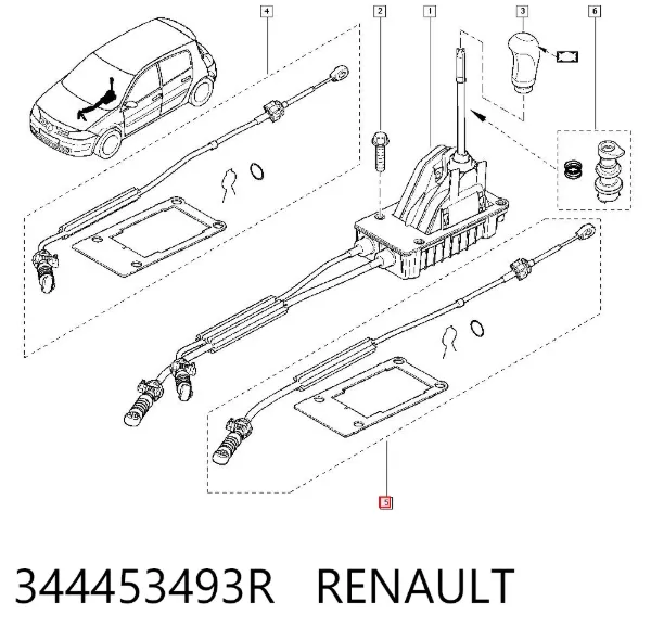 Трос перемикання передач, вибору передачі 344453493R Renault (RVI)