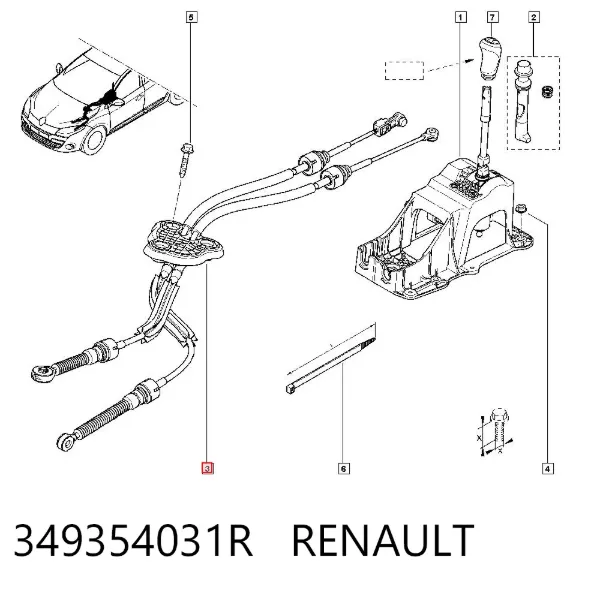 Трос перемикання передач, вибору передачі 349354031R Renault (RVI)