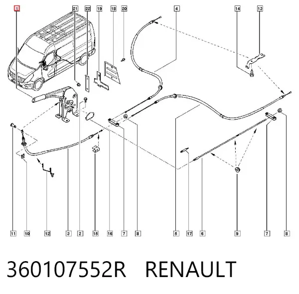 Важіль ручного гальма 360107552R Renault (RVI)