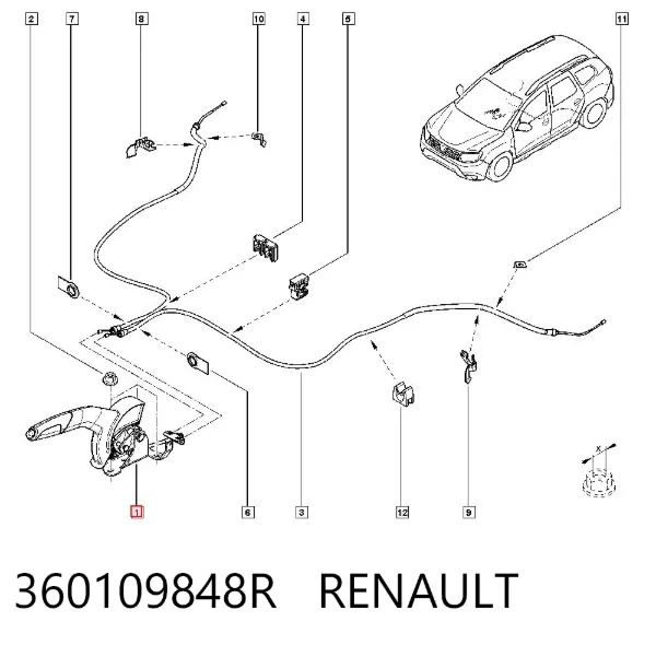 Важіль ручного гальма 360109848R Renault (RVI)