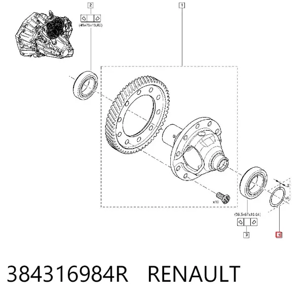 Шайба диференціалу переднього моста 384316984R Renault (RVI)