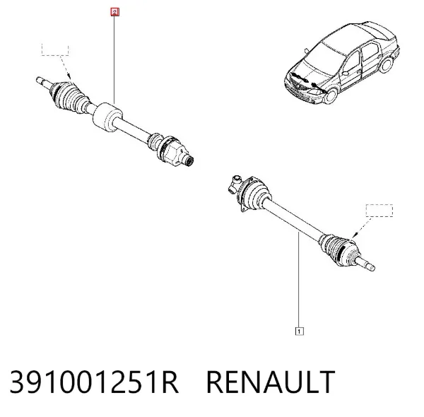 Піввісь права 391001251R Renault (RVI)
