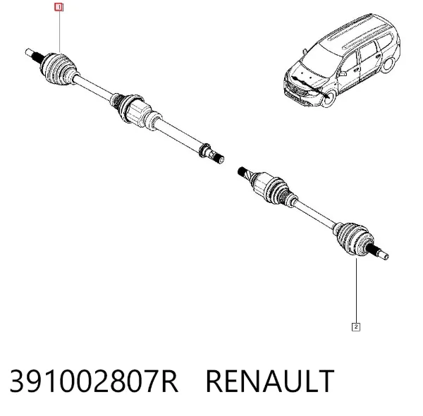 Піввісь права 391002807R Renault (RVI)