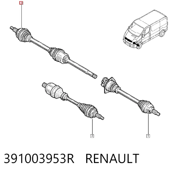 Піввісь права 391003953R Renault (RVI)