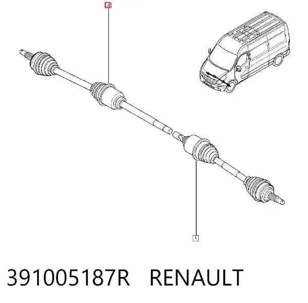 Піввісь права 391005187R Renault (RVI)