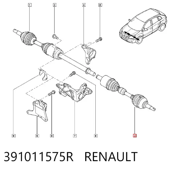 Ліва піввісь 391011575R Renault (RVI)