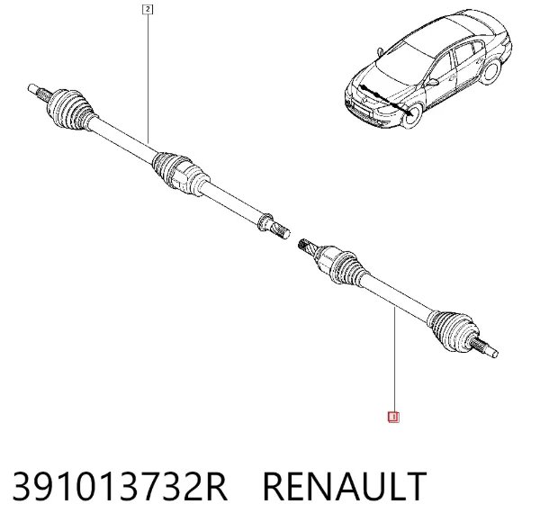 Ліва піввісь 391013732R Renault (RVI)