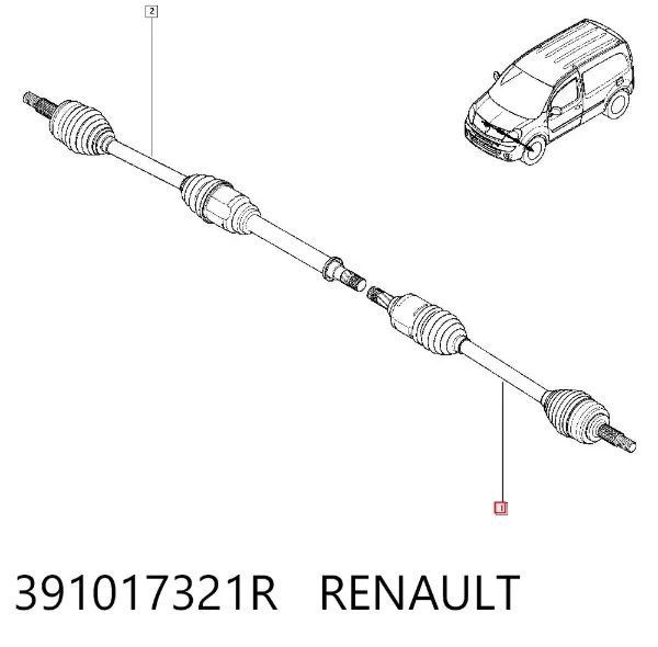 Ліва піввісь 391017321R Renault (RVI)
