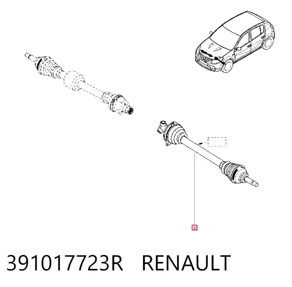 Ліва піввісь 391017723R Renault (RVI)
