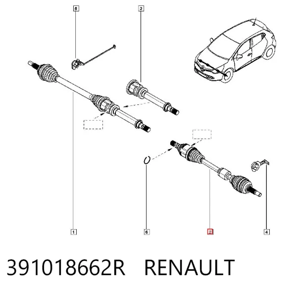 Ліва піввісь 391018662R Renault (RVI)