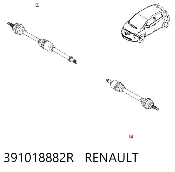 Ліва піввісь 391018882R Renault (RVI)