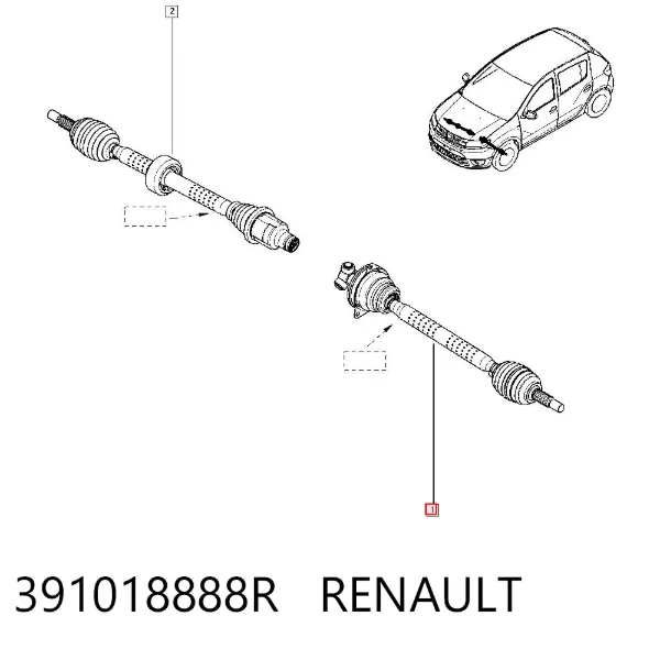 Ліва піввісь 391018888R Renault (RVI)