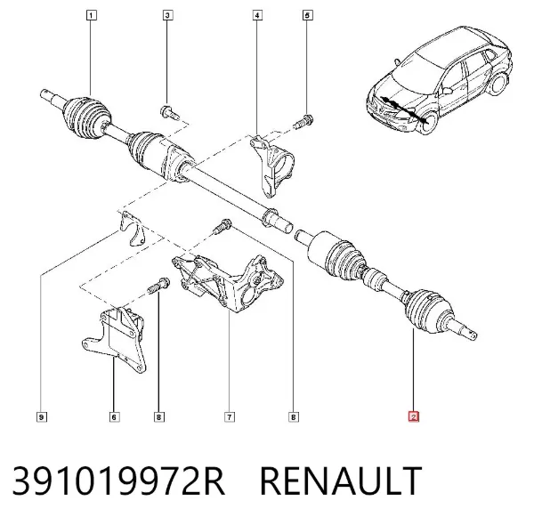 Ліва піввісь 391019972R Renault (RVI)