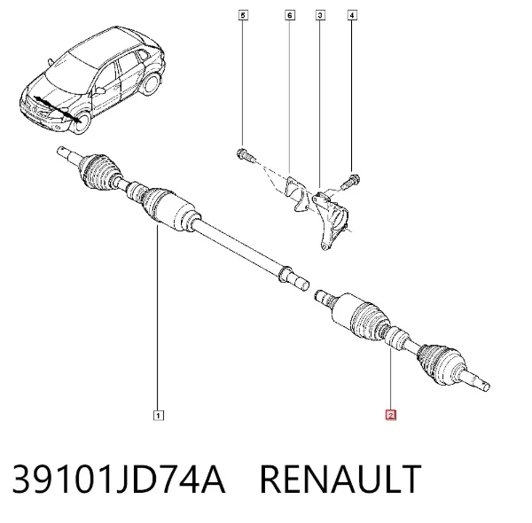 Ліва піввісь 39101JD74A Renault (RVI)