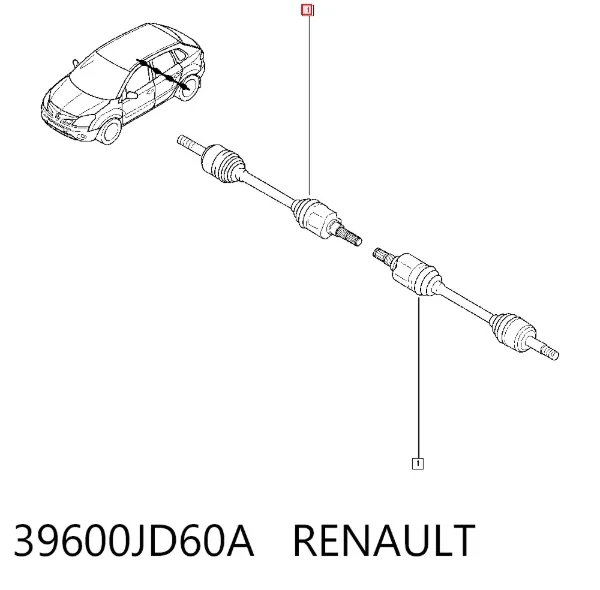 Піввісь задня 39600JD60A Renault (RVI)