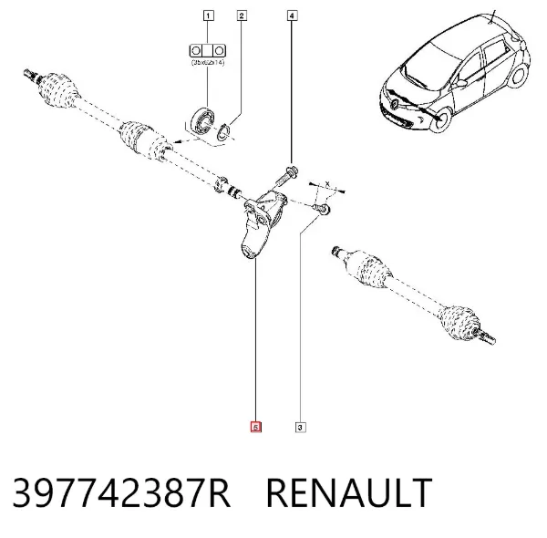 Опора підвісного підшипника передньої піввісі 397742387R Renault (RVI)
