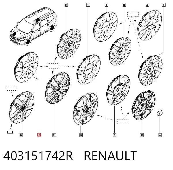 Ковпаки 403151742R Renault (RVI)