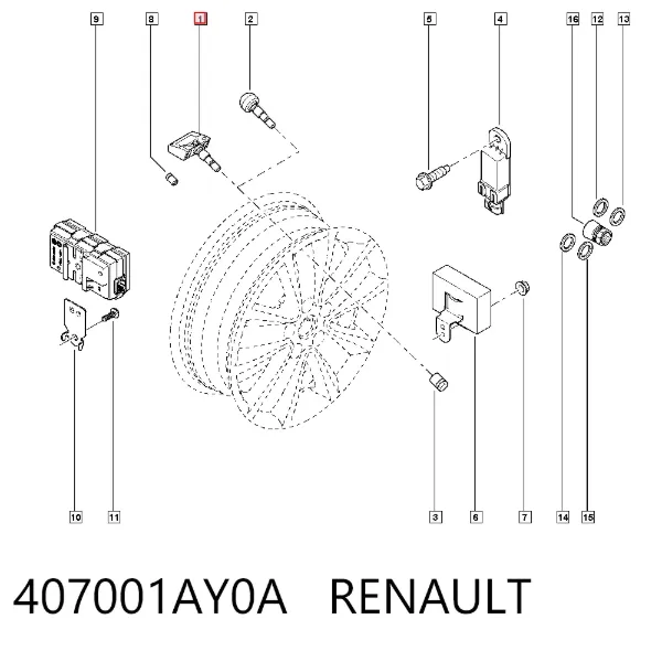 Датчик тиску в шинах 407001AY0A Renault (RVI)