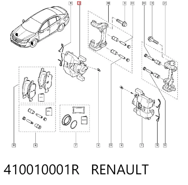 Супорт гальмівний передній правий 410010001R Renault (RVI)