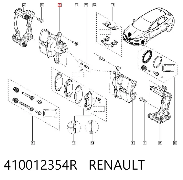 Супорт гальмівний передній правий 410012354R Renault (RVI)